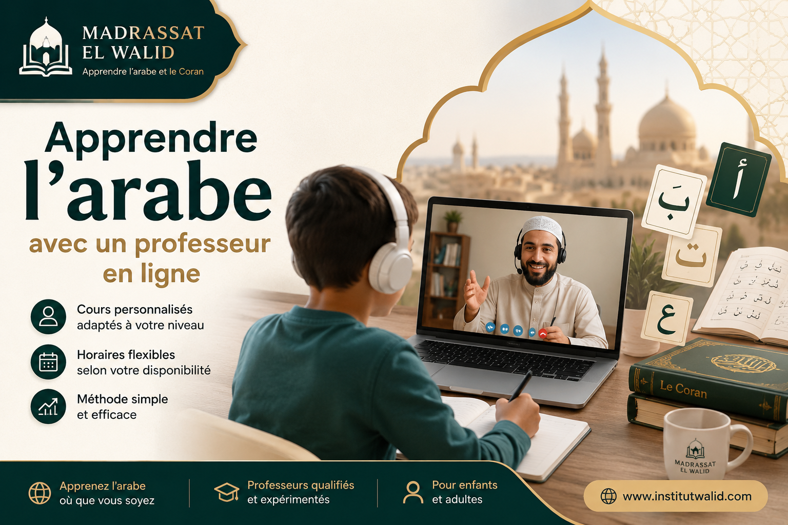 Apprendre l’arabe avec un professeur en ligne : méthode efficace pour débutants francophones