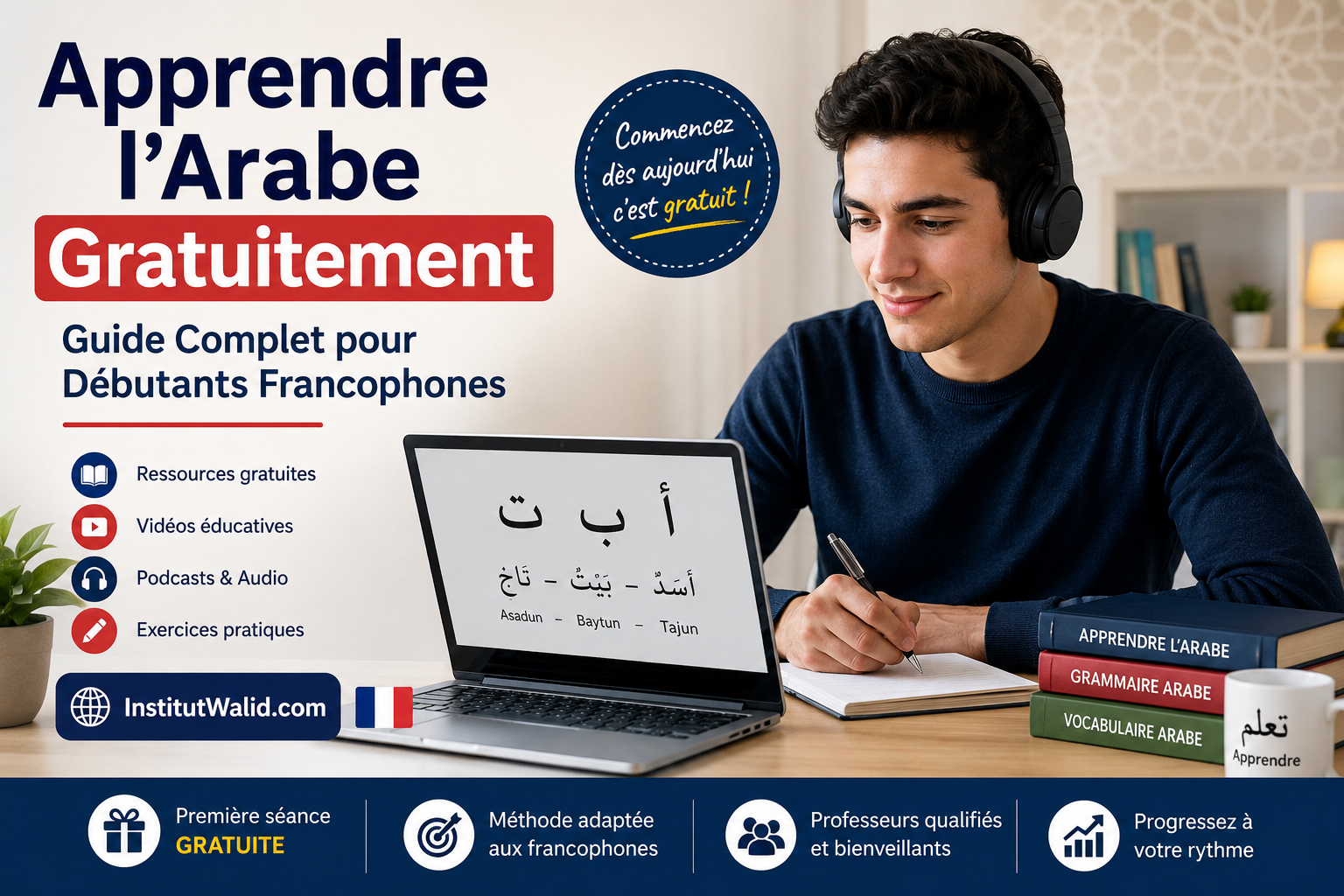 Apprendre l’arabe gratuitement : guide complet pour débutants francophones
