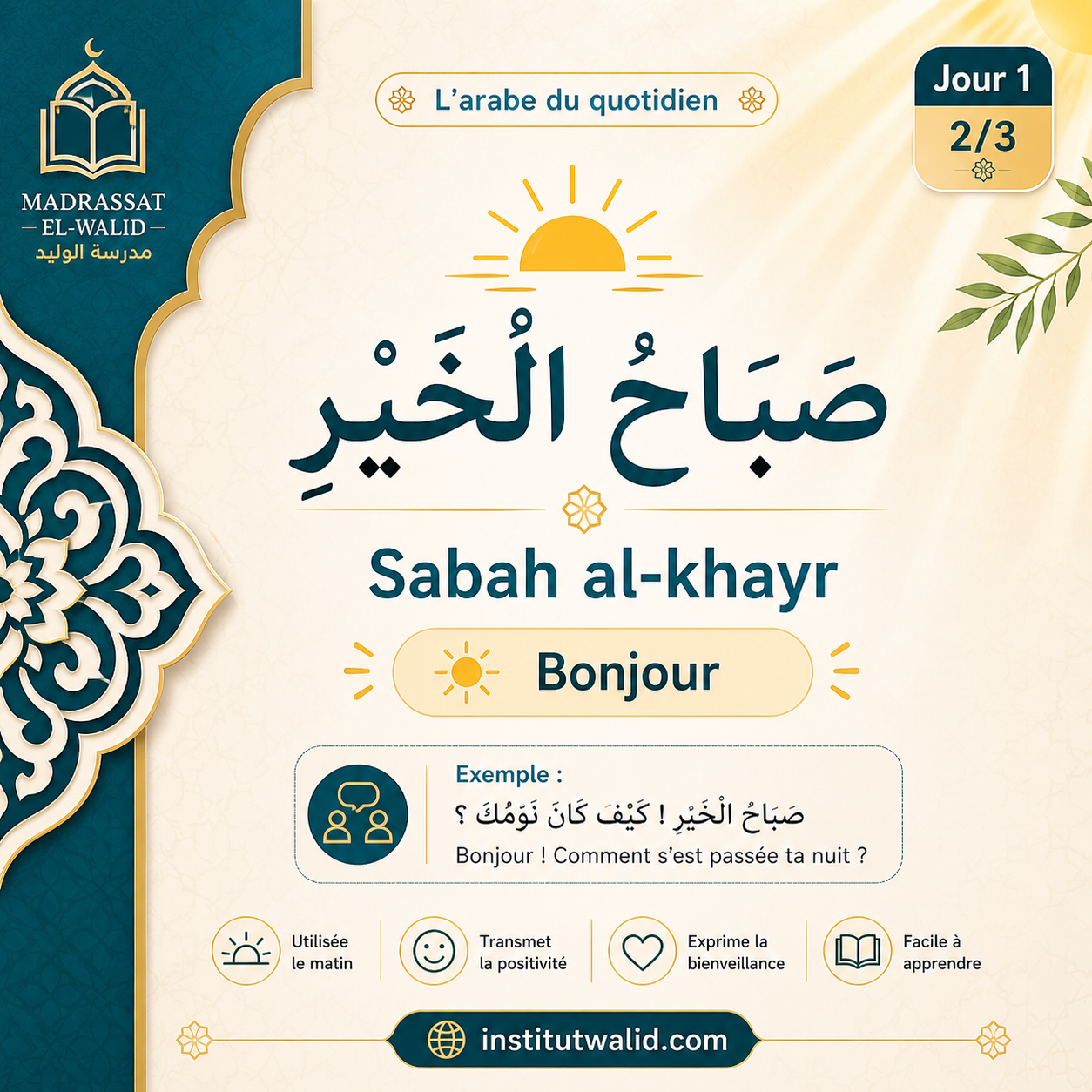 Expression arabe du jour : Sabah al-khayr (Bonjour)