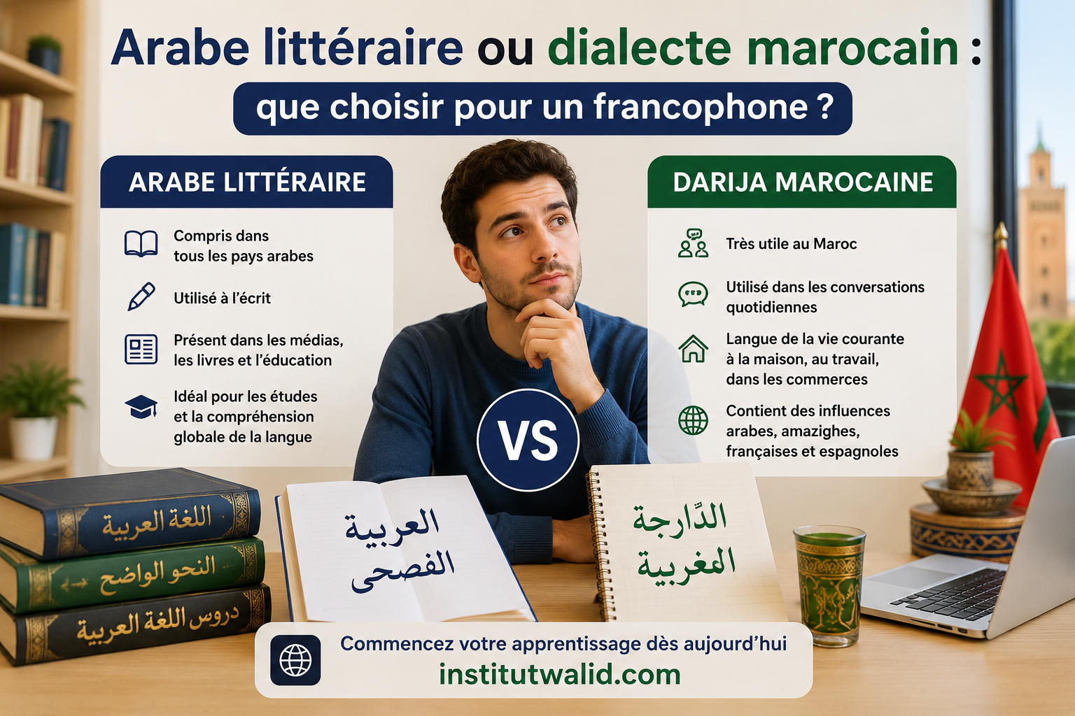 Arabe littéraire ou dialecte marocain : que choisir pour un francophone ?