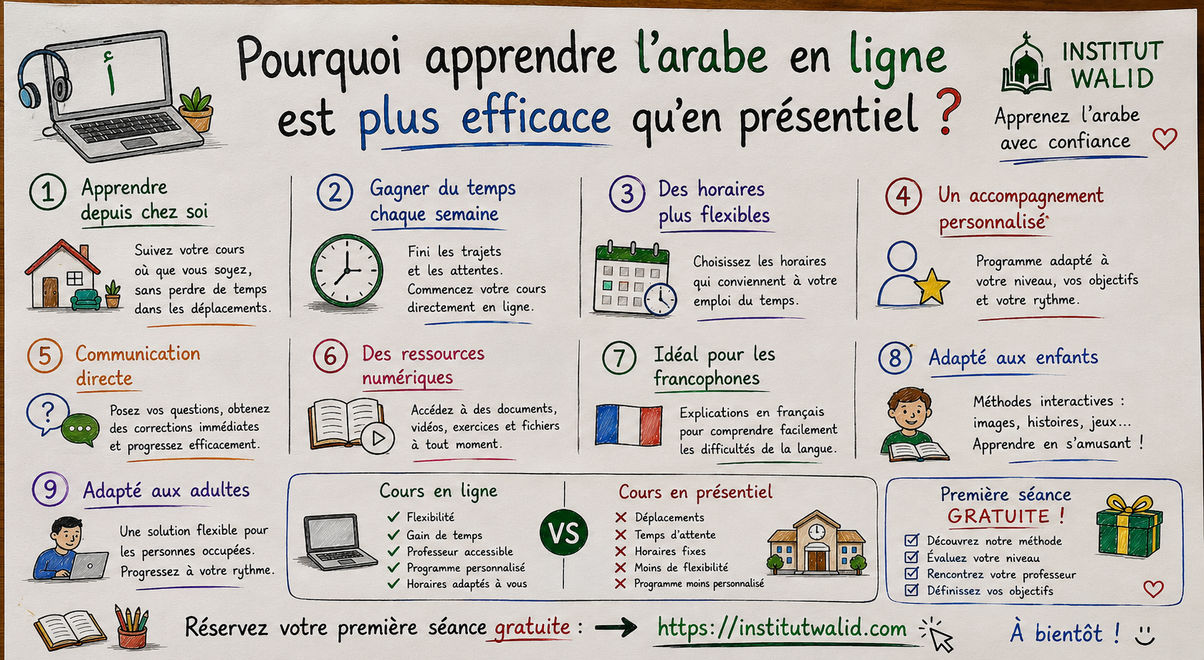 Pourquoi apprendre l’arabe en ligne est plus efficace qu’en présentiel ?
